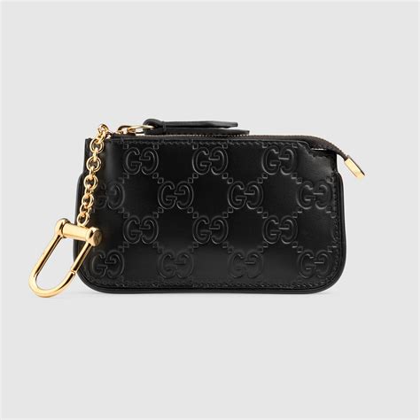 gucci signature key case black|Gucci coin pouch keychain.